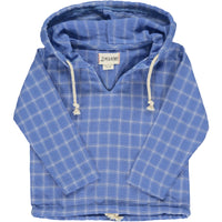 Blue/White Plaid Hooded Top