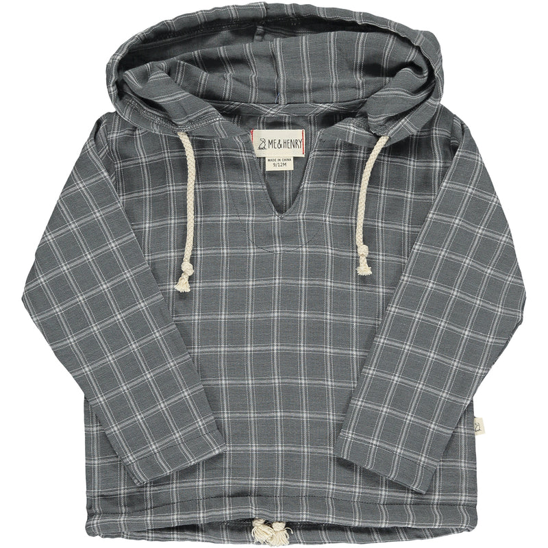 Grey/White Plaid Hooded Top