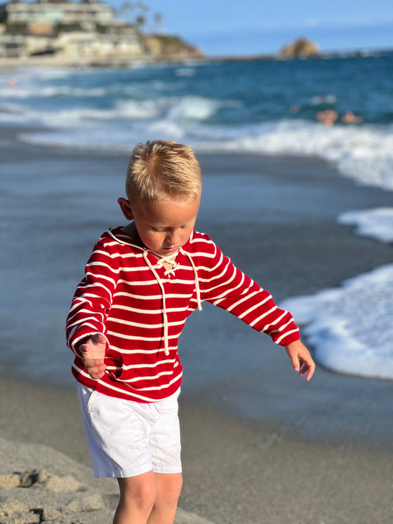 CATAMARAN Red Stripe Hooded Top