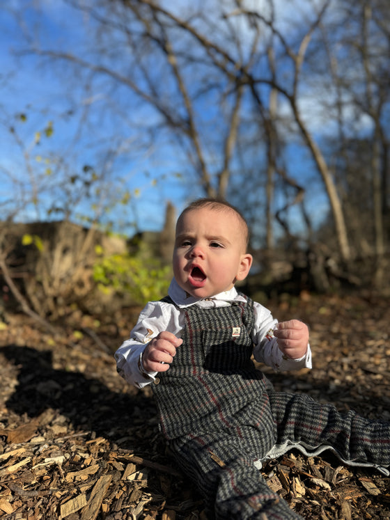 White Henry Print Woven Onesie