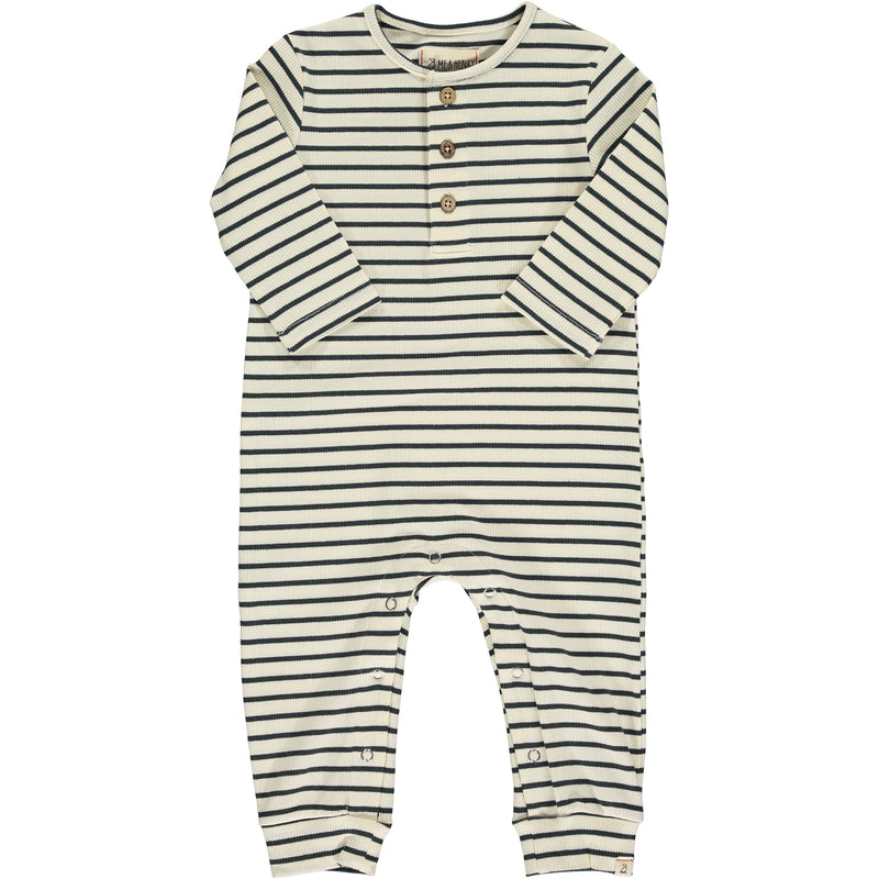 Cream/Charcoal Stripe MASON Rib Romper