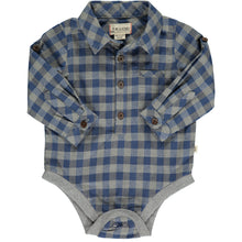  Grey/Blue Plaid JASPER Woven Onesie