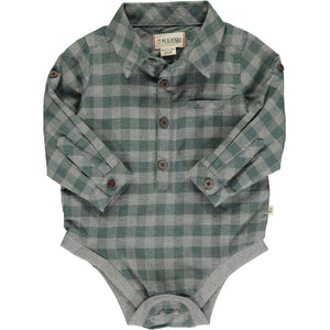Sage/grey Plaid JASPER Woven Onesie
