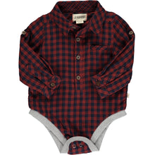  Burgandy/Navy Plaid JASPER Woven Onesie