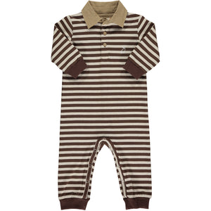Tan/Beige Stripe KINGSTON Polo Romper