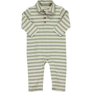 Sage/Cream Stripe KINGSTON Polo Romper
