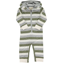  Sage/Cream Stripe STEFANO Knitted hooded romper