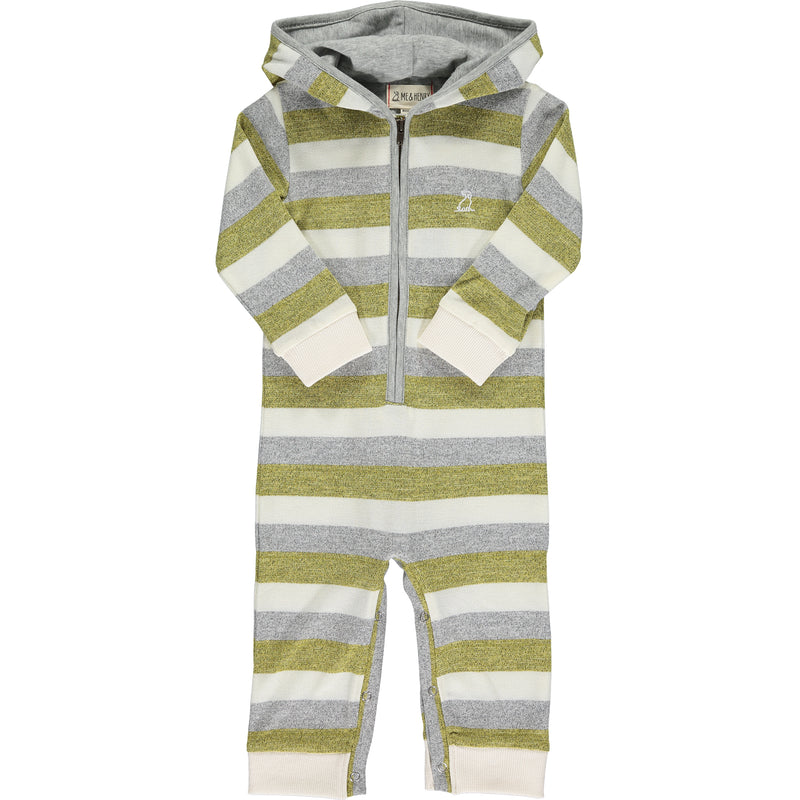 Gold/Grey Stripe STEFANO Knitted hooded romper