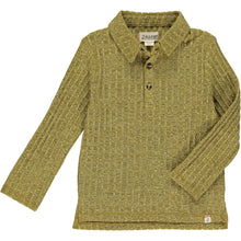  gold, knitted polo, gold, long sleeve, buttons  down 