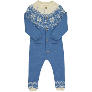 Blue fairisle POLAR cotton romper