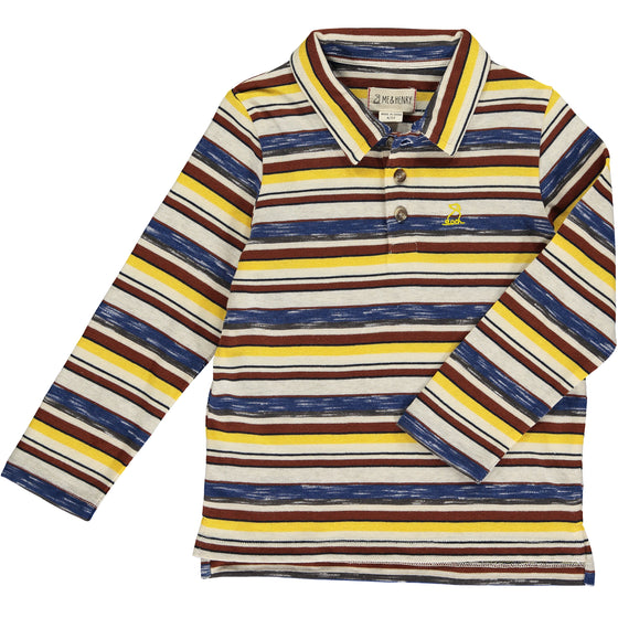 Gold/Brown/Blue Stripe SUMTER Pique Polo