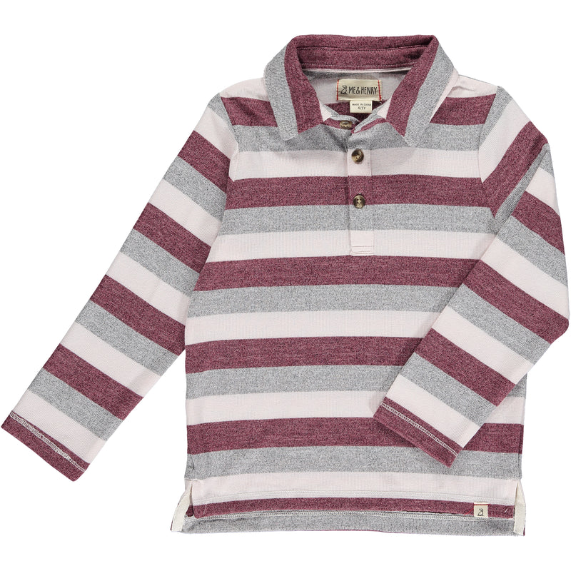 Wine/Grey/White Stripe HARRY Knitted Polo