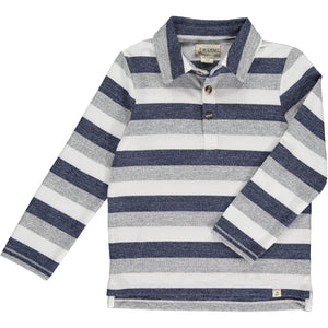Blue/Grey/White Stripe HARRY Knitted Polo