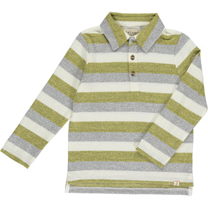 Green/Grey/White Stripe HARRY Knitted Polo