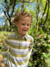 HARRY Green/Grey/White Stripe Knitted Polo