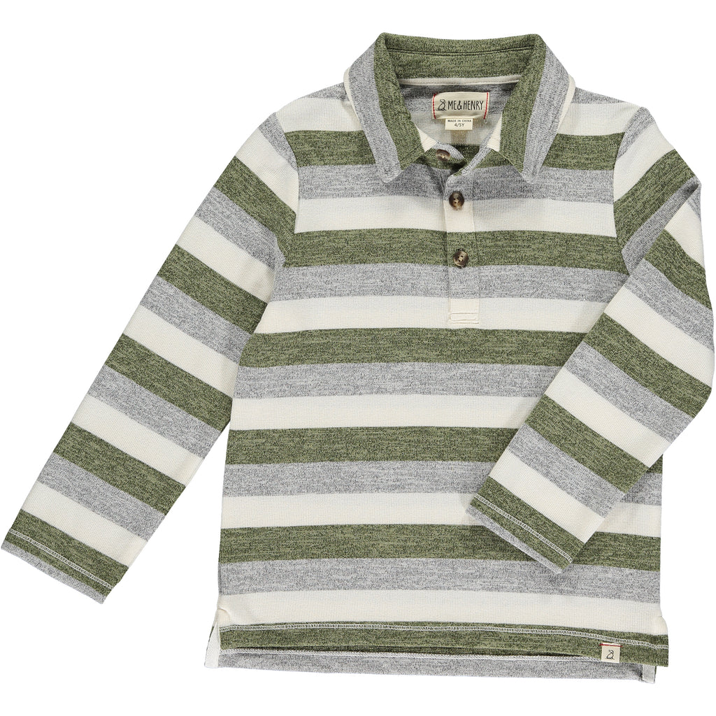 Sage/Grey/White Stripe HARRY Knitted Polo