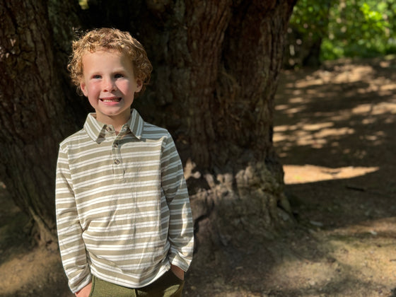 MIDWAY Sage/White Stripe Polo