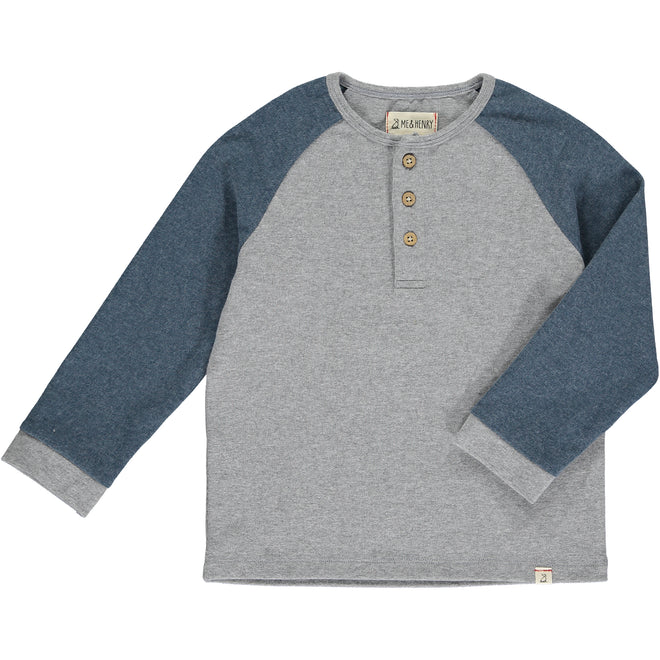 Boys Grey/White Stripe Henley Top by Me & Henry main image 1