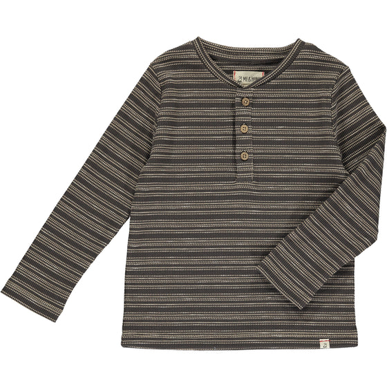 Tan/Brown Stripe ADAMS Ribbed Henley