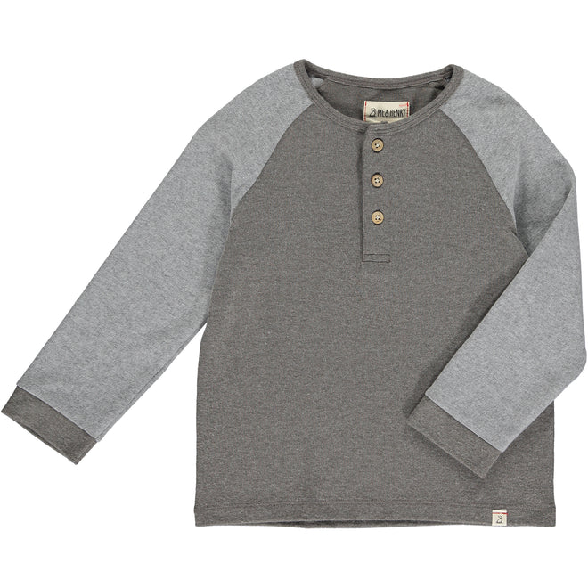 Boys Heathered Grey Henley Sweater by Me & Henry