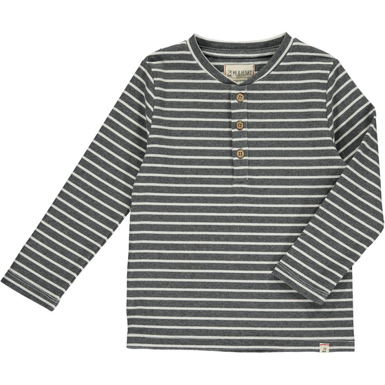 Charcoal/Cream Stripe ADAMS Ribbed Henley