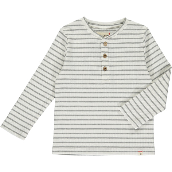 Cream/Grey Stripe ADAMS Ribbed Henley