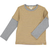 Gold/Beige Stripe CAMERON Mock Sleeve Tee