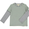 CAMERON Green/Blue/Cream Stripe Mock Sleeve Tee