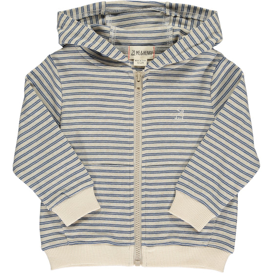 Blue/Beige Stripe JAMES Zipped Hooded Top