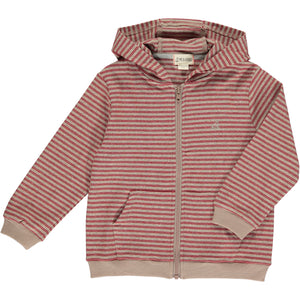 Red/Beige Cosy Stripe JAMES Zipped Hooded Top