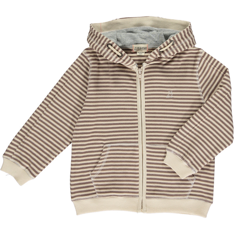 Tan/Beige Cosy Stripe JAMES Hooded Top