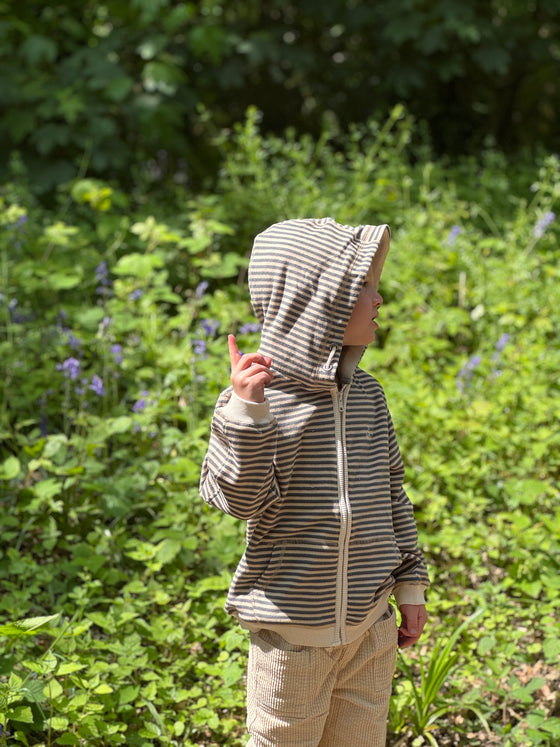 JAMES Brown/Beige Cosy Stripe Hooded Top