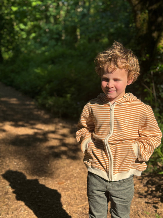 JAMES Pumpkin/Cream Cosy Stripe Hooded Top
