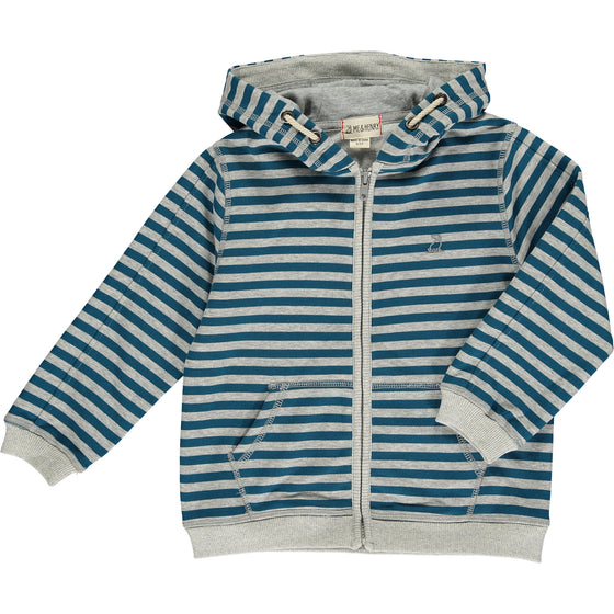 Grey w/ Blue Stripe JAMES Hooded Top