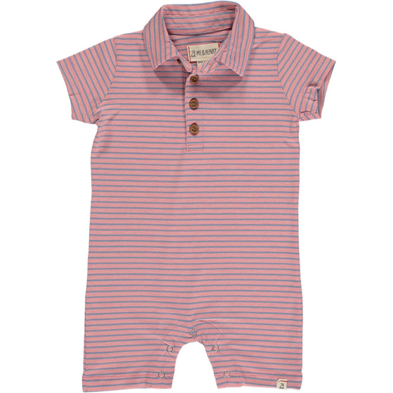 DRIFT Pink/Blue Stripe Polo Romper