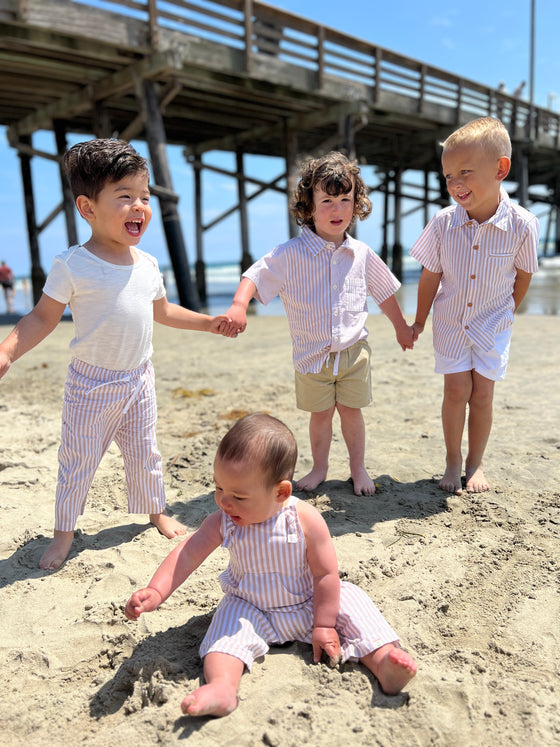 AHOY Beige stripe Woven Overalls