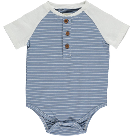 Blue/White stripe raglan onesie 