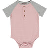 LEAGUE Pink/White Henley Raglan Onesie