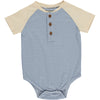 LEAGUE Blue/White Henley Raglan Onesie