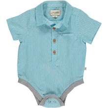  HELFORD Aqua/Royal Stripe Woven Onesie