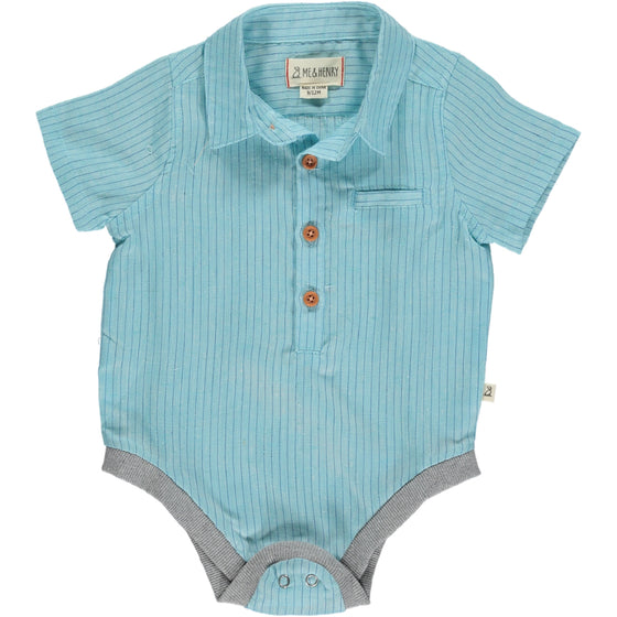 HELFORD Aqua/Royal Stripe Woven Onesie