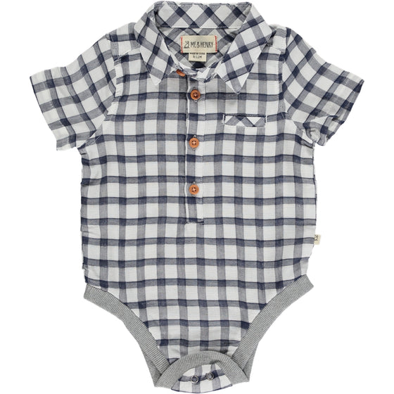 HELFORD Navy/White Plaid Woven Onesie