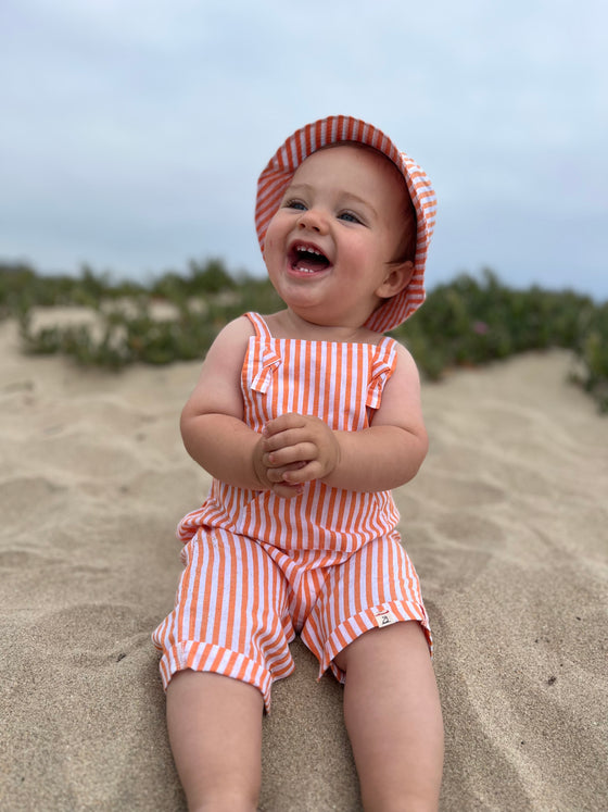 AHOY Orange stripe Woven Overalls