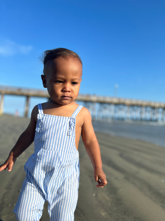 AHOY Blue stripe Woven Overalls