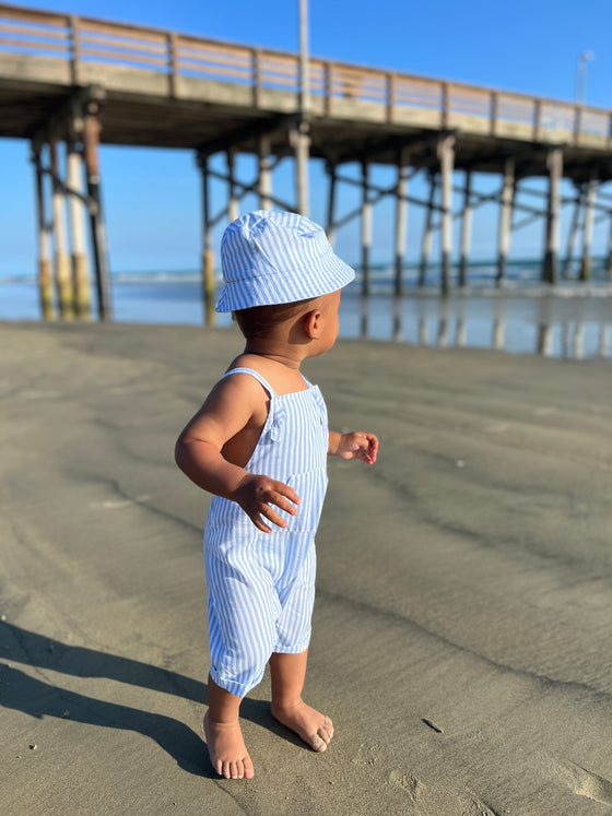 AHOY Blue stripe Woven Overalls