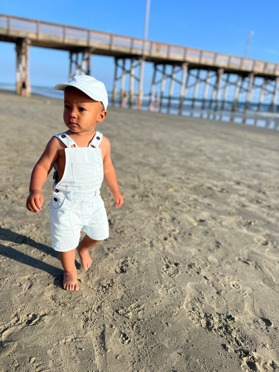 BOWLINE Pale Blue Woven Overalls