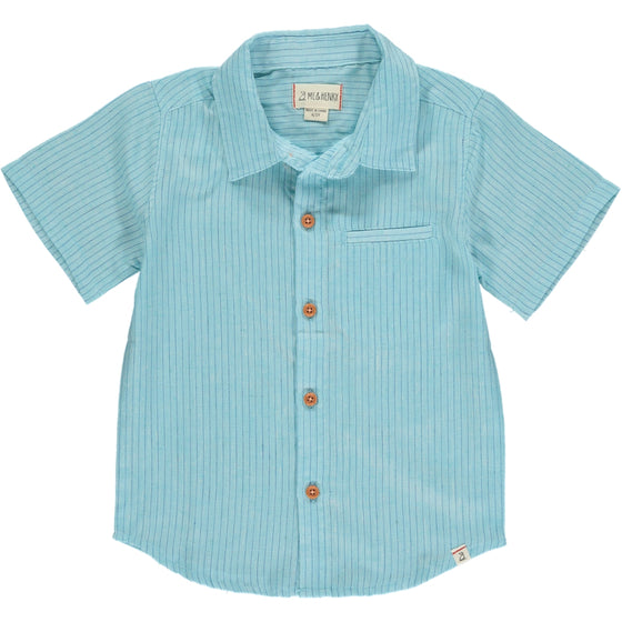 Mens Newport Woven Shirt aqua/royal stripe