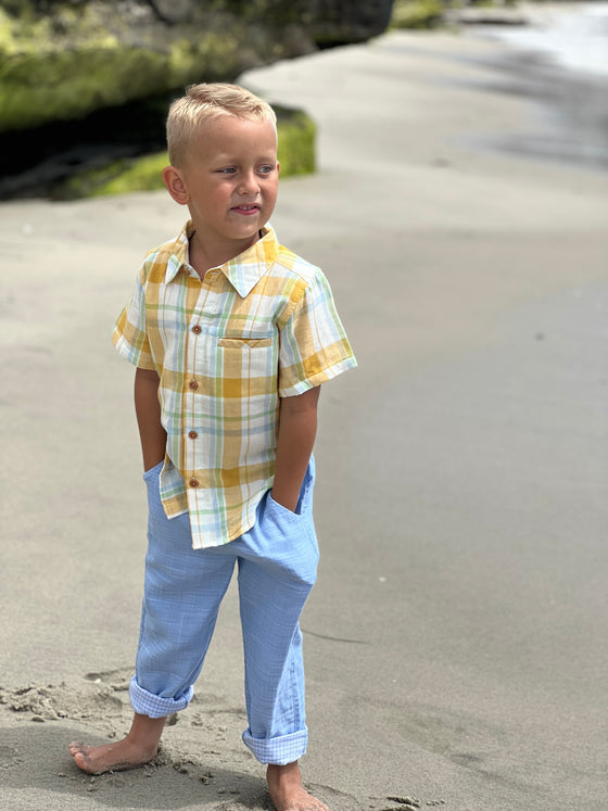 NEWPORT Gold/Cream Plaid Woven Shirt