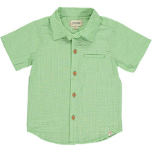  Lime Seersucker Woven Shirt, 5 buttons going down the middle, short sleeve with a smart collar