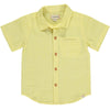 Yellow Seersucker Woven Shirt, 5 buttons going down the middle, short sleeve with a smart collar and a small front pocket.